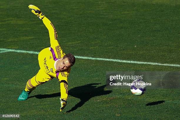 Adrian of West Ham United fails to stop a shot on goal during the Football United New Zealand Tour 2014 match between Sydney FC and West Ham United...