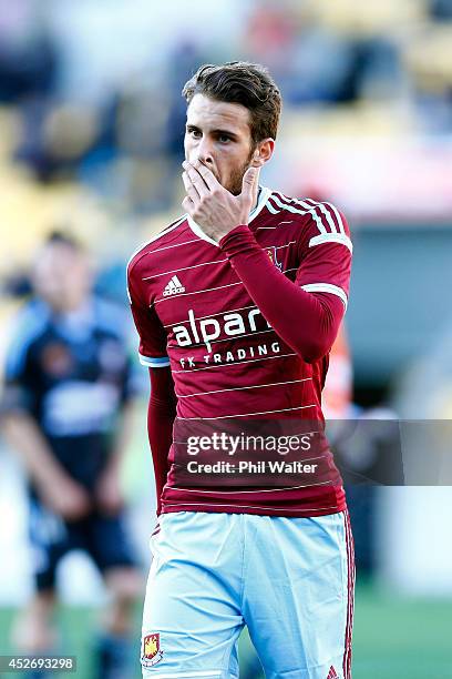 Diego Poyet of West Ham leaves the field at the end of the game during the Football United New Zealand Tour match between Sydney FC and West Ham...
