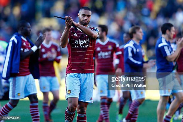 Winston Reid of West Ham leaves the field at the end of the game during the Football United New Zealand Tour match between Sydney FC and West Ham...