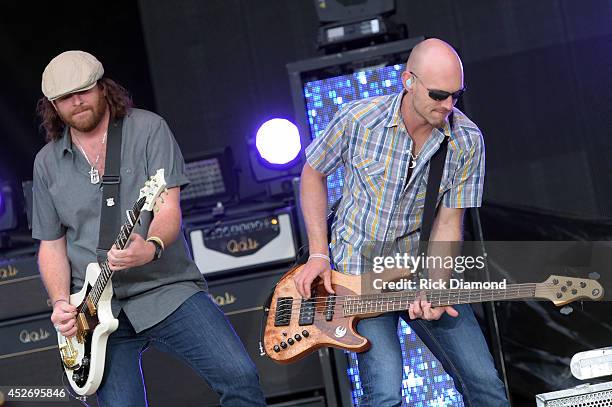 James Young and Jon Jones of Eli Young Band perform at Country Thunder USA - Day 2 on July 25, 2014 in Twin Lakes, Wisconsin.