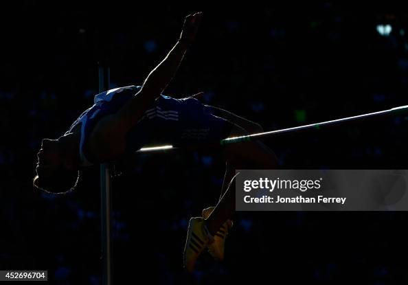 Yeóryios Tessaromátis of Greece competes in the high jump during day