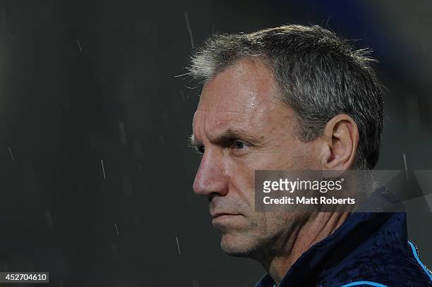 Titans assistant coach Neil Henry looks on before the round 20 NRL match between the Gold Coast Titans and the Parramatta Eels at Cbus Super Stadium...