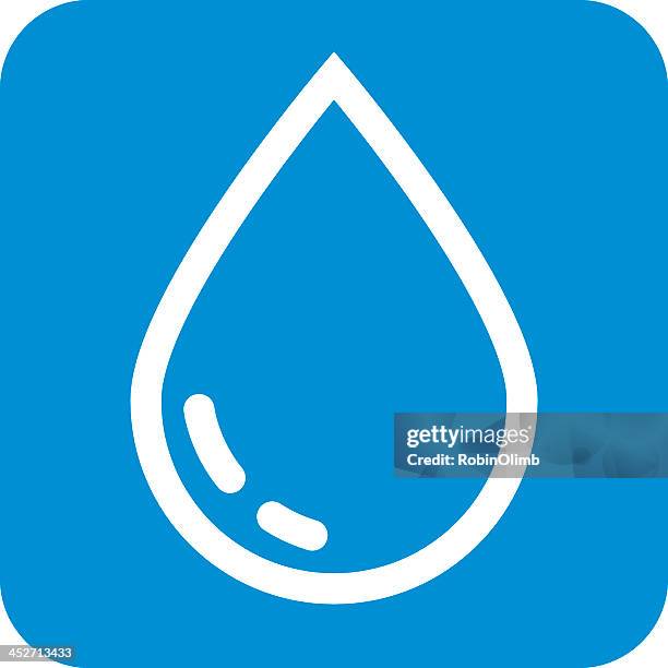 flat blue water drop icon with rounded corners - rain drop stock illustrations