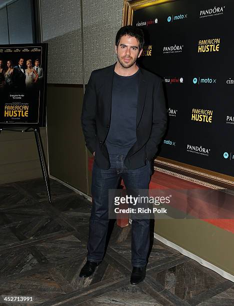Actor Eli Roth attends PANDORA Jewelry and Moto X present 'American Hustle' at cinema prive at on November 30, 2013 in West Hollywood, California.