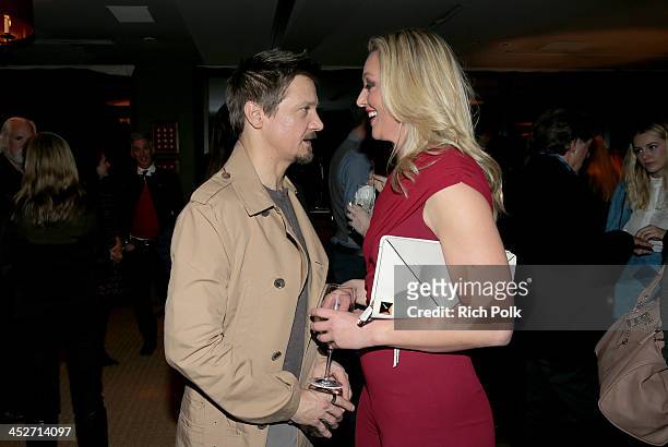 Actors Jeremy Renner and Elizaeth Rohm attend PANDORA Jewelry and Moto X present 'American Hustle' at cinema prive at on November 30, 2013 in West...