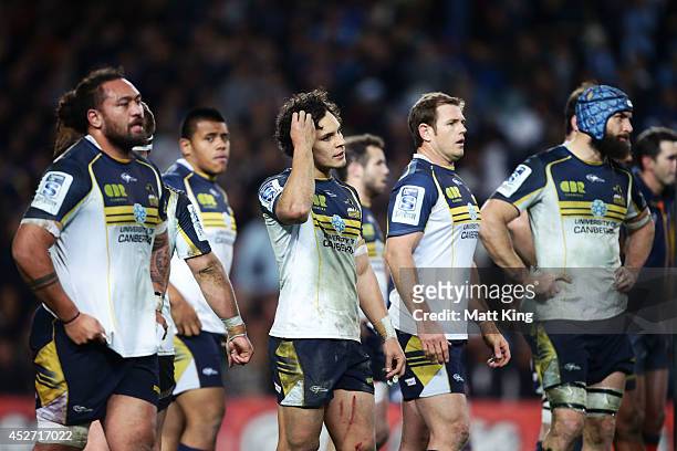 Matt Toomua of the Brumbies looks dejected after the final Waratahs try during the Super Rugby Semi Final match between the Waratahs and the Brumbies...