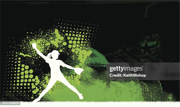 softball pitcher background - girls all-star - softball pitcher stock illustrations