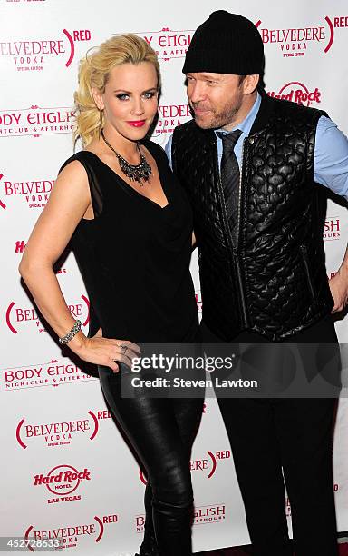 Actress Jenny McCarthy and actor Donnie Wahlberg arrive at the Body English nightclub as McCarthy hosts the offcial Dirty, Sexy, Funny After Party...