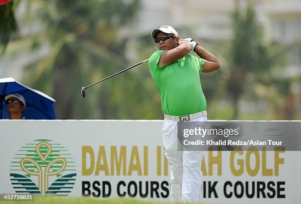 Chapchai Nirat of Thailand in action during round four of the Indonesia Open at Pantai Indah Kapuk on December 1, 2013 in Jakarta, Indonesia.