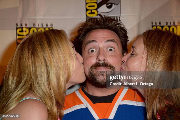 Actress Harley Quinn Smith, director Kevin Smith and actress Jennifer Schwalbach Smith attend The Musk Of Tusk: An Evening With Kevin Smith during...