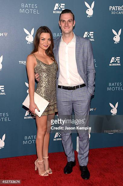 Actress Scarlettt Byrne and Cooper Hefner arrive at the Playboy and A&E Bates Motel Event During Comic-Con Weekend, on July 25, 2014 in San Diego,...