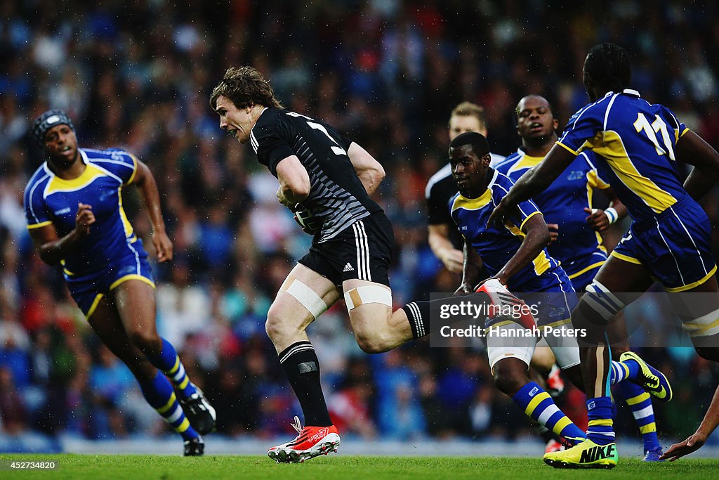 Sam Dickson Rugby Sam Dickson of New Zealand makes a break during the Rugby Sevens ...