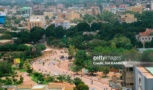 An aerial view taken on July 26, 2014 shows the city of Ouagadougou, Burkina Faso. AFP PHOTO/ SIA KAMBOU / AFP PHOTO / Sia KAMBOU