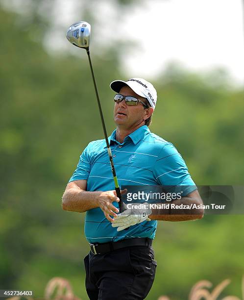 Retief Goosen of South Africa in action during round four of the Indonesia Open at Pantai Indah Kapuk on December 1, 2013 in Jakarta, Indonesia.