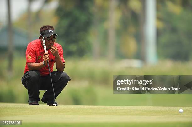 Thongchai Jaidee of Thailand in action during round four of the Indonesia Open at Pantai Indah Kapuk on December 1, 2013 in Jakarta, Indonesia.
