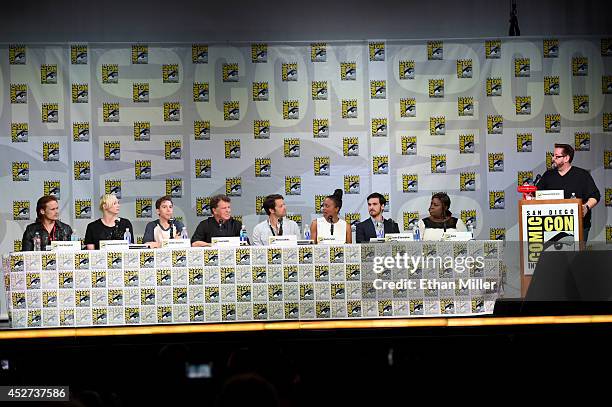 Actors Sam Heughan, Gwendoline Christie, Jordan Gavaris, John Noble, Misha Collins, Aisha Tyler, Colin O'Donoghue, Retta and moderator Damian...