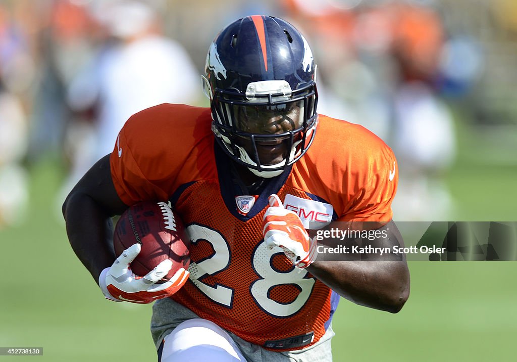 The Denver Broncos football team hold their workouts for the team during mini-camp at Dove Valley in Centennial on Saturday, July 26, 2014.