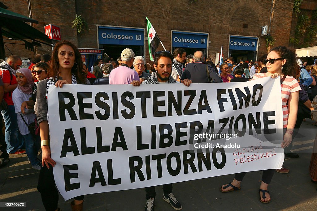 Pro-Palestinians in Rome protest Israeli attacks on Gaza