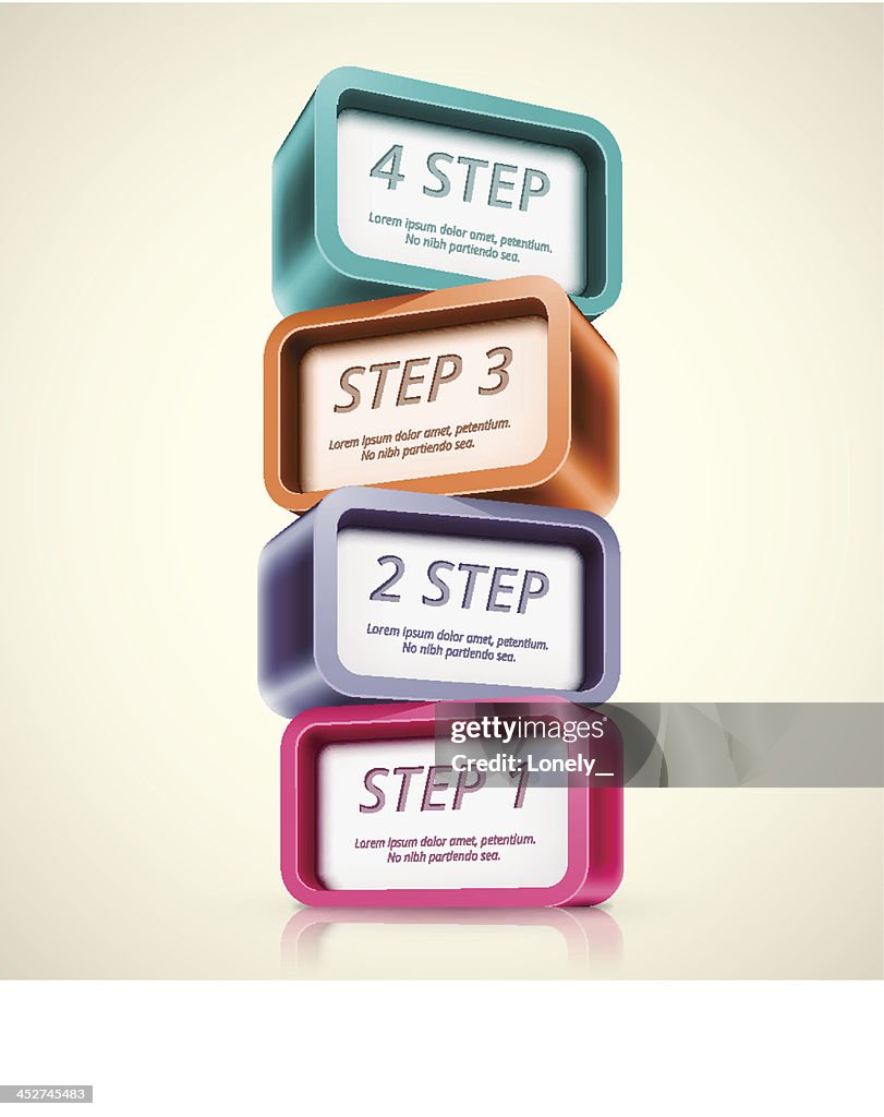 Template Of Four Steps Stacked In Colorful Blocks High-Res Vector ...