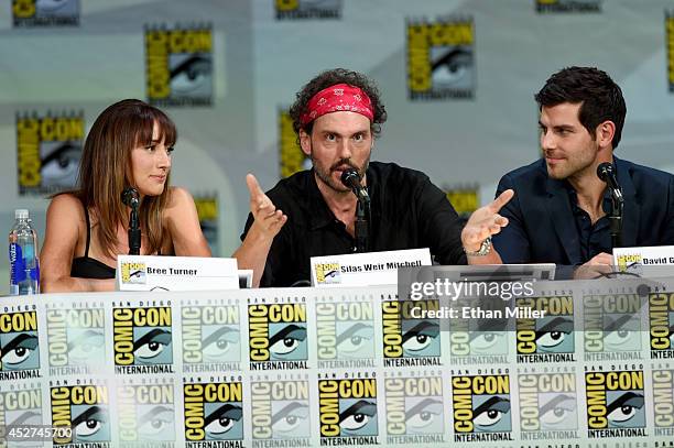 Actors Bree Turner, Silas Weir Mitchell and David Giuntoli attend the "Grimm" season four panel during Comic-Con International 2014 at the San Diego...