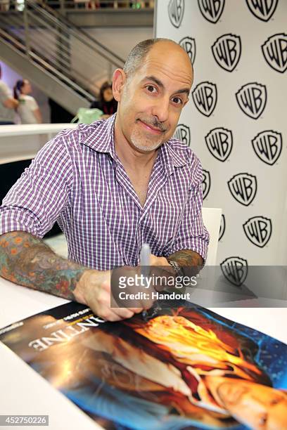 In this handout photo provided by Warner Bros, Executive producer David S. Goyer of "Constantine" attends Comic-Con International 2014 on July 26,...