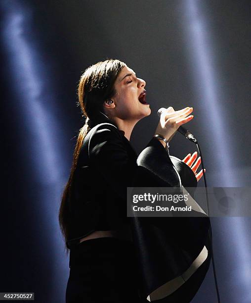 Lorde performs live on stage during the 27th Annual ARIA Awards 2013 at the Star on December 1, 2013 in Sydney, Australia.