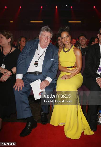 Denis Handlin and Alicia Keys pose during the 27th Annual ARIA Awards 2013 at the Star on December 1, 2013 in Sydney, Australia.