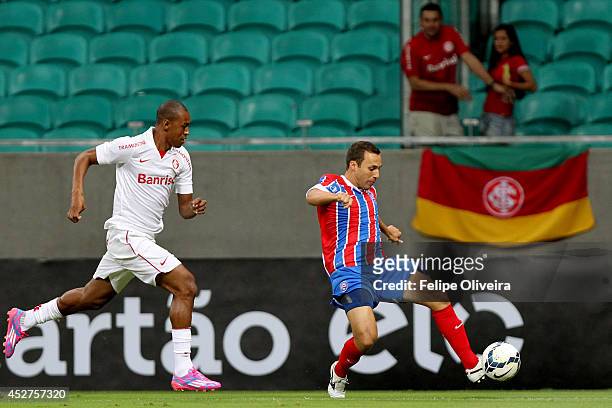 Branquinho of Bahia in action during the match between Bahia and Internacional as part of Brasileirao Series A 2014 at Arena Fonte Nova on July 26,...