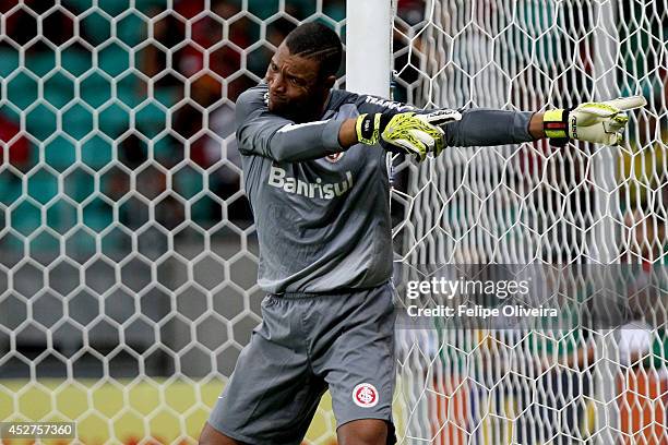 Dida of Internacional in action during the match between Bahia and Internacional as part of Brasileirao Series A 2014 at Arena Fonte Nova on July 26,...