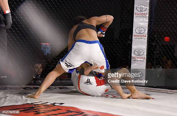 Fernanda Araujo fights Danielle Gallagher during Fighters Source, An International Amateur Mixed Martial Arts League New York City MMA Fights During...