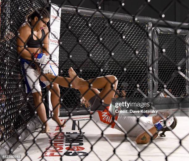 Fernanda Araujo fights Danielle Gallagher during Fighters Source, An International Amateur Mixed Martial Arts League New York City MMA Fights During...