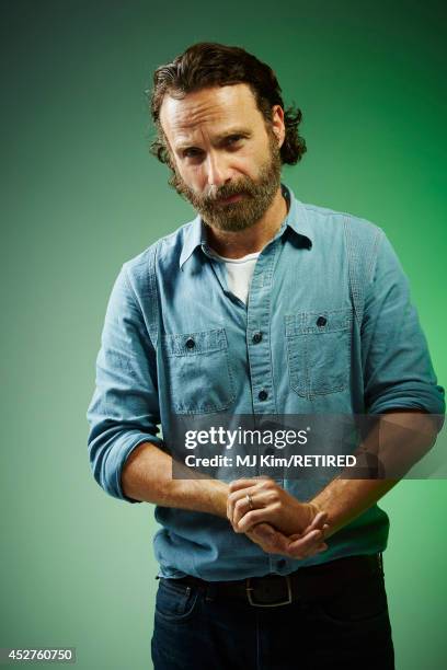 Actor Andrew Lincoln poses for a portrait at the Getty Images Portrait Studio powered by Samsung Galaxy at Comic-Con International 2014 at Hard Rock...
