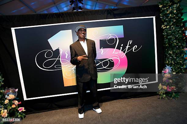 Rapper Kurtis Blow attends the 15th annual Art for Life Gala hosted by Russell and Danny Simmons at Fairview Farms on July 26, 2014 in Water Mill,...