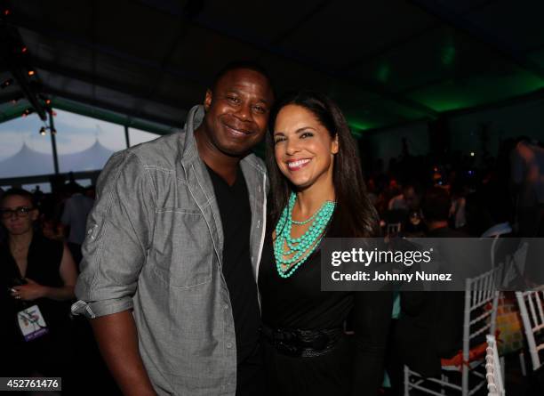 Rapper Doug E. Fresh and host Soledad O'Brien attend the 15th annual Art for Life Gala hosted by Russell and Danny Simmons at Fairview Farms on July...