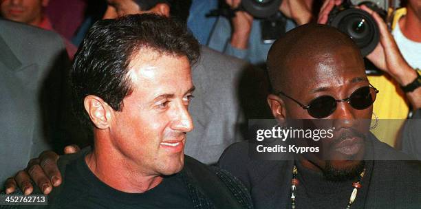 American actors Sylvester Stallone and Wesley Snipes, 1993.