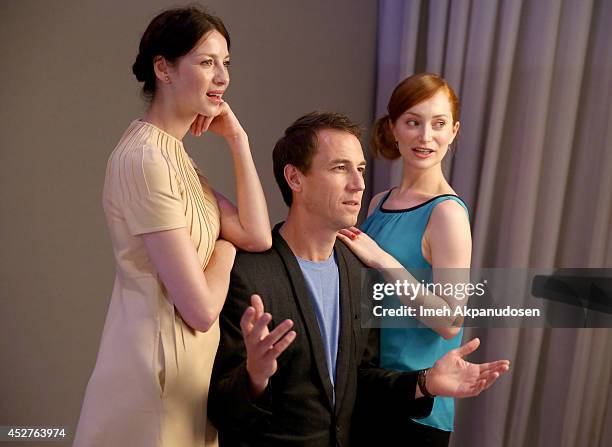 Actors Caitriona Balfe, Tobias Menzies, and Lotte Verbeek attend the Samsung Galaxy VIP Lounge at Comic-Con International 2014 at Hard Rock Hotel San...