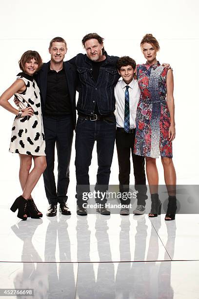 In this handout photo provided by Warner Bros, Camren Bicondova, Ben McKenzie, Donal Logue, David Mazouz, and Erin Richards of "Gotham" attend...