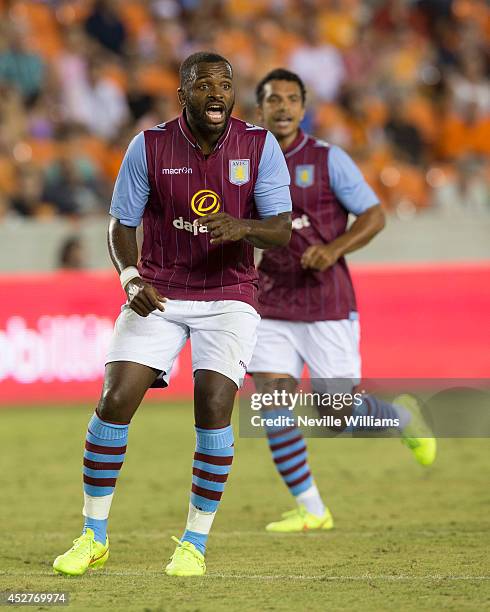 Darren Bent of Aston Villa during a pre season friendly match between Houston Dynamo and Aston Villa at the BBVA Compass Stadium on July 26, 2014 in...