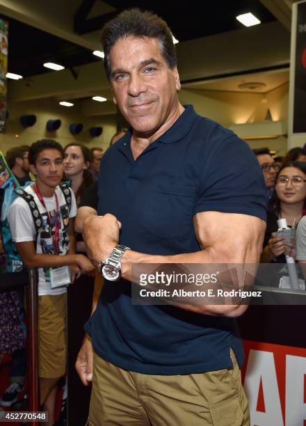 Actor Lou Ferrigno attends Marvel's "Avengers: Age Of Ultron" Hall H Panel Booth Signing during Comic-Con International 2014 at San Diego Convention...
