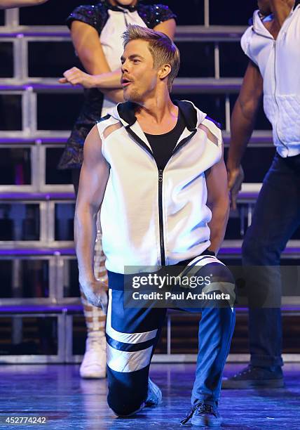 Personality / Dancer Derek Hough performs in the "Move Live On Tour" concert at the Orpheum Theatre on July 26, 2014 in Los Angeles, California.