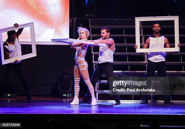 Personality / Dancer Julianne Hough performs in the "Move Live On Tour" concert at the Orpheum Theatre on July 26, 2014 in Los Angeles, California.