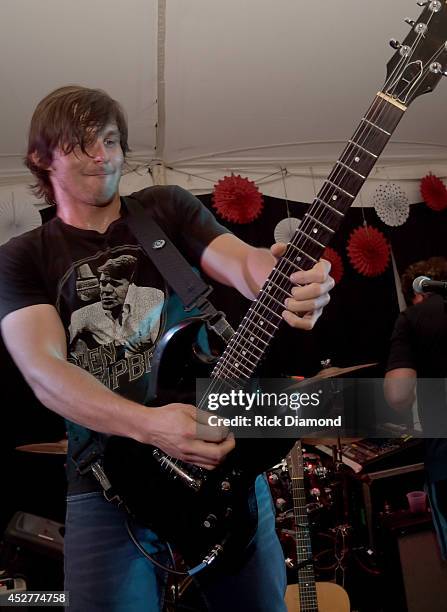 Singer/Songwriter Charlie Worsham performs at the late night afterparty in the historic Traveling Boom Boom room at Country Thunder USA - Day 3, on...