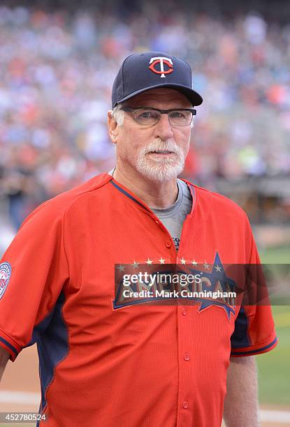 Former Major League Baseball pitcher Jack Morris looks on during the 2014 Taco Bell MLB All-Star Legends & Celebrity Softball Game at Target Field on...