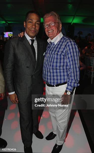 Honoree Valentino D. Carlotti and Kevin McGovern attend the 15th annual Art for Life Gala hosted by Russell and Danny Simmons at Fairview Farms on...