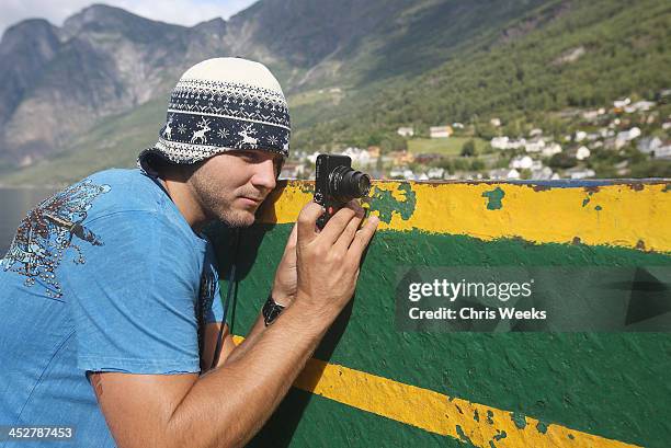 American Idol Chris Richardson attends a trip through the Norweigian Fjords as part of the Hollywood Knights Norway Tour on August 17, 2008 in Flaam,...