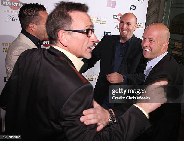 Chefs Fabio Vivani of Cafe Firenze, Rick Moonen of RM Seafood, Hosea Rosenberg and Stefan Richter attend a premiere party for Top Chef Masters hosted...