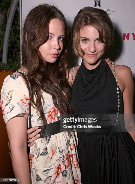 Actress Daveigh Chase and an unidentified guest attend the NYLON TV issue launch party at the Sky Bar, Mondrian Hotel on August 24, 2009 in West...