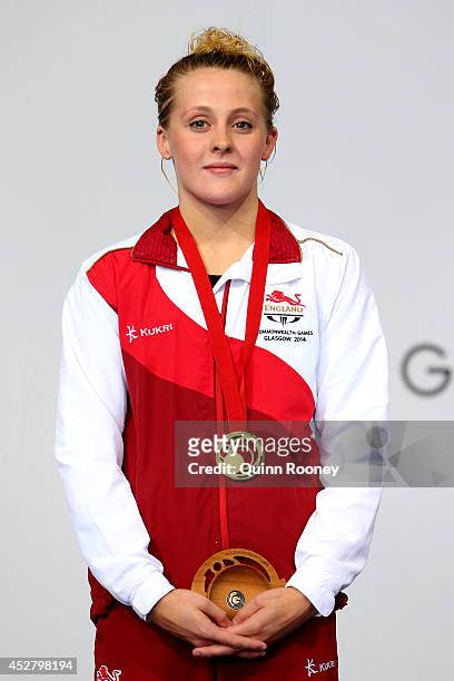 Gold medallist Siobhan O'Connor of England poses during the medal ceremony for the Women's 200m Individual Medley Final at Tollcross International...