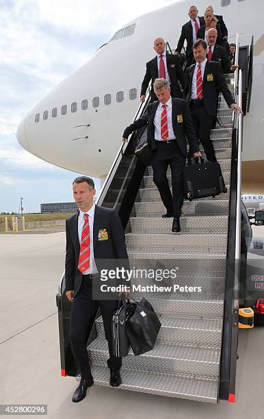 Assistant Manager Ryan Giggs of Manchester United arrives in Washington, DC as part of their pre-season tour of the United States on July 27, 2014 in...
