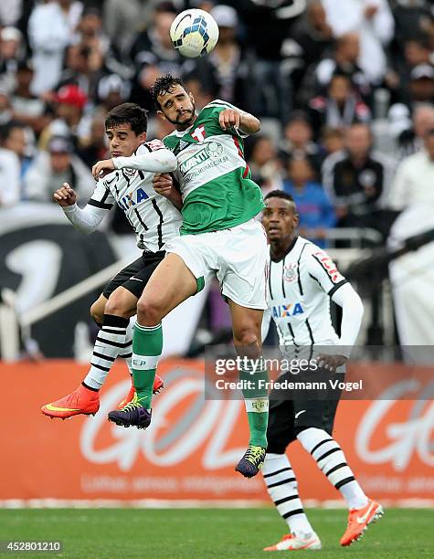 Fagner of Corinthians fights for the ball with Henrique of Palmeiras during the match between Corinthians and Palmeiras for the Brazilian Series A...